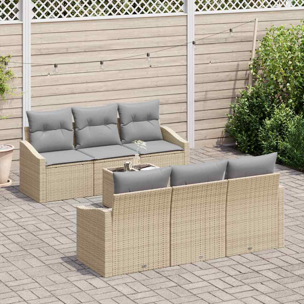 Garten-Sofa-Set mit Kissen 7 pcs Beige und Grau 55 x 55 x 37 cm